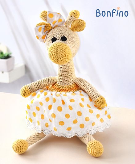 Bonfino Crochet Giraffe Toy - Yellow & White