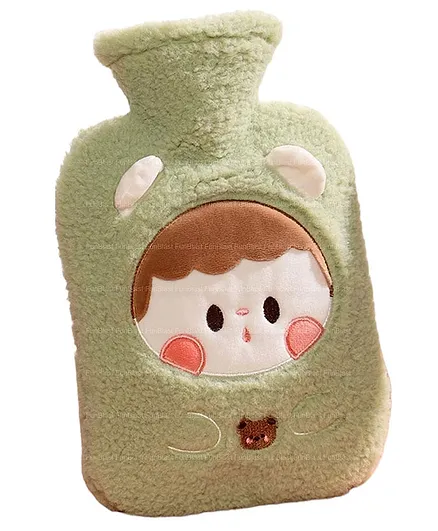 FunBlast Cartoon Design Hot Water Bag with Soft Cover 1000 ML - Green