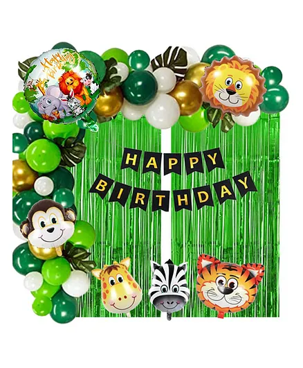Puchku Jungle Theme Birthday Decoration Kit - Pack of  71
