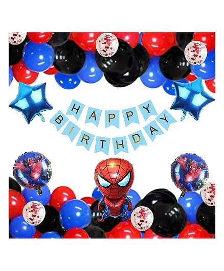 Puchku Spiderman Theme Birthday Decoration Kit - Pack of 60