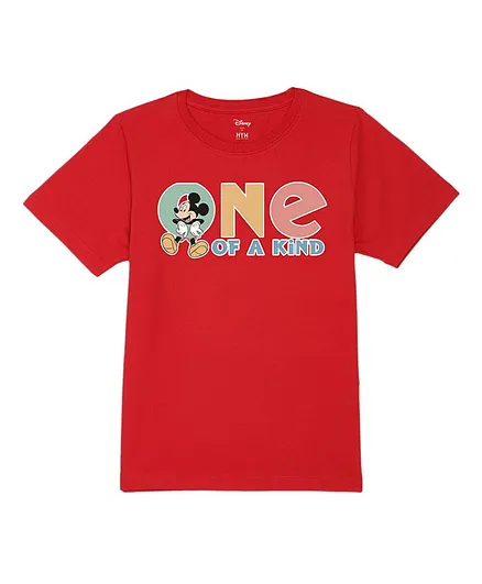 Disney By Wear Your Mind Mickey & Friends Featuring Half Sleeves One Of A Kind Mickey Printed Tee - Red