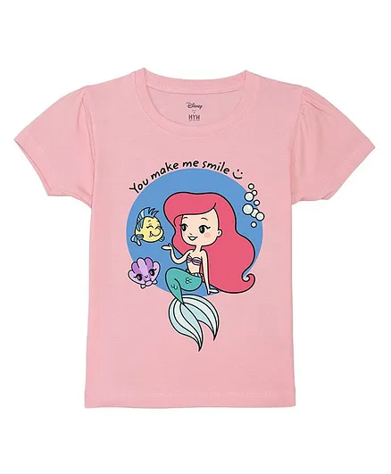 Disney By Wear Your Mind Disney Princess Featuring Half Sleeves Little Mermaid  Printed Tee - Pink