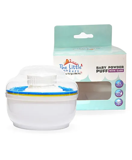 The Little Lookers Portable Powder Puff with Box Holder Container - White