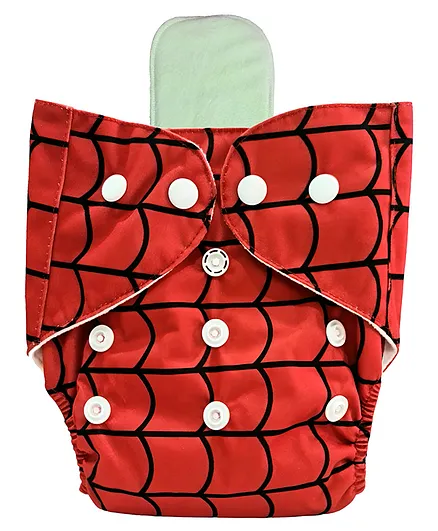 BRANDONN Printed Reusable Diaper With Quick Dry UltraThin Pad - Red