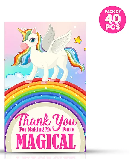 Zyozi Unicorn Thank You for Making My Party Magical Tags for Birthday Multicolour - Pack of 40