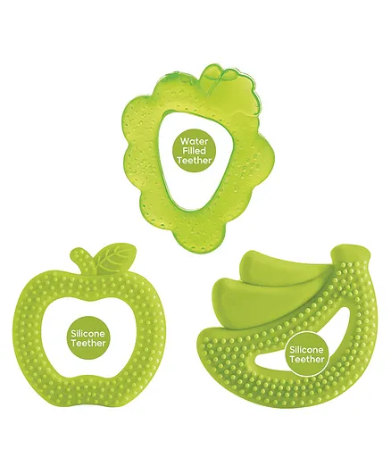 Bee Baby Fruit Shape Soft Silicone & Water Filled Teethers - Green