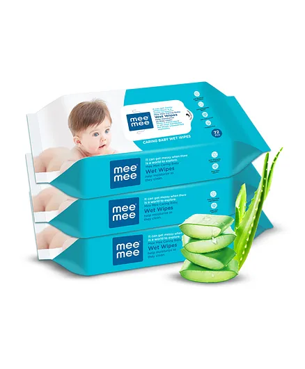 Mee Mee Caring Baby Wet Wipes - 3 Packs Of 72 Pieces