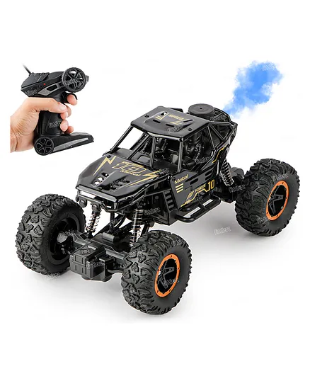 Fiddlerz Remote Control Rock Crawler Water Mist Spray High Speed RC Car Toys For Boys USB Rechargable 4WD Off Road Vehicle Toy Cars for Kids Best Birthday Gift - Black