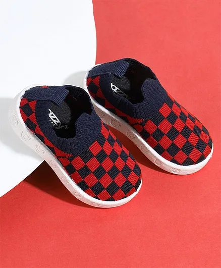 Jazzy Juniors Unisex Checkered Casual Shoes - Red