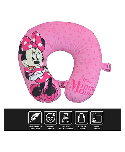 Disney by SATCAP INDIA Minnie Mouse Velvet Fabric Reversible Travel Neck Support Pillow (Colour May Vary)