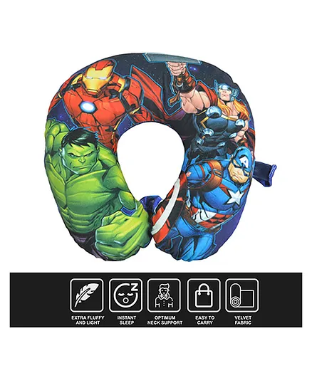 Marvel by SATCAP INDIA Marvel Avenger Velvet Fabric Reversible Travel Neck Support Pillow - Multicolour