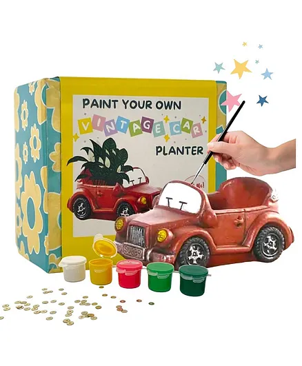 Craftopedia  Paint Your Own Vintage Car Planter- Assorted color