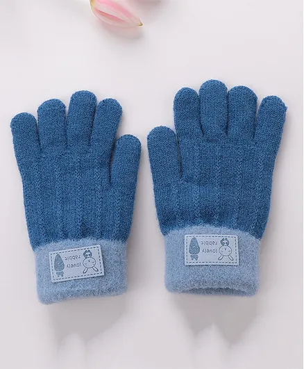 Babyhug Gloves With Rabbit Patch - Navy Blue