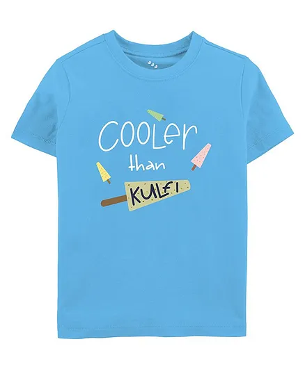 Zeezeezoo Half Sleeves Summer Theme Cooler Than Kulfi Printed Tee - Light Blue