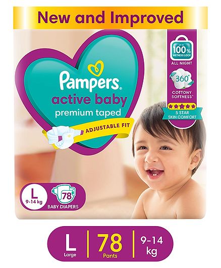 Pampers Active Baby Diapers Large - 78 