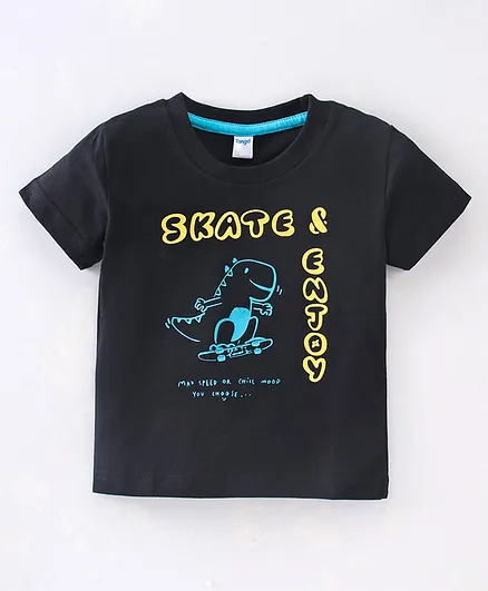Tango Single Jersey Half Sleeves T-Shirt Dino Print - Black
