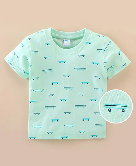 Tango Single Jersey Half Sleeves T-Shirt Skate Board Print - Light Green
