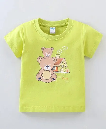 Tango Single Jersey Half Sleeves T-Shirt Teddy Print - Green