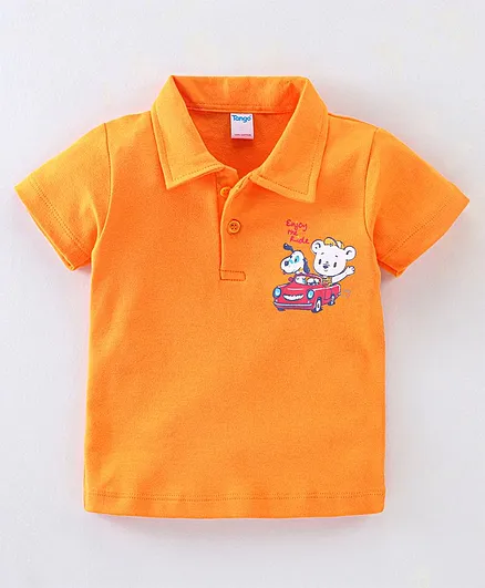 Tango Interlock T-Shirts Half Sleeves Teddy Print - Orange