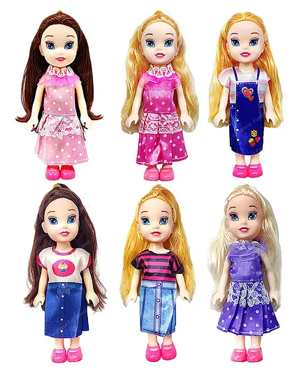 FunBlast Cute Realistic Dolls Toys for Kids Pack of 6 - Height 15 cm Each (Color May Vary)