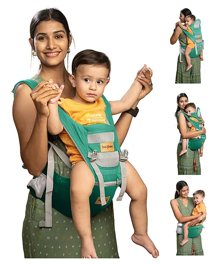 Baybee 9 in 1 Hip Seat Baby Carrier with 9 Carry Positions Baby Carrier Cum Kangaroo Bag with Safety Belt - Green
