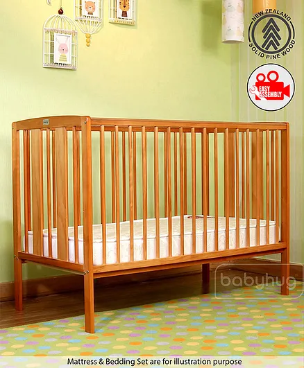 Babyhug Malmo Wooden Cot With 3 Level, Wooden Baby Bed Rail Instructions