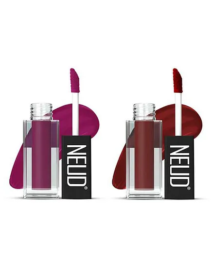 NEUD Matte Liquid Lipstick Combo Boss Lady and Red Kiss With Two Lip Gloss Free - 6 ml