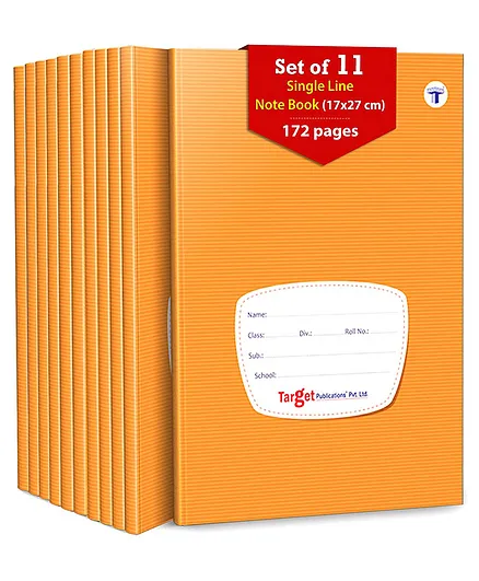 Target Publications Single Line Small Notebooks for Students and Kids  Pack of 11 -  172 Pages Each