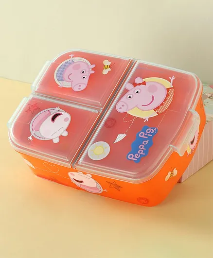 Peppa Pig Multi Compartment Lunch Box With Attractive Print  - Orange