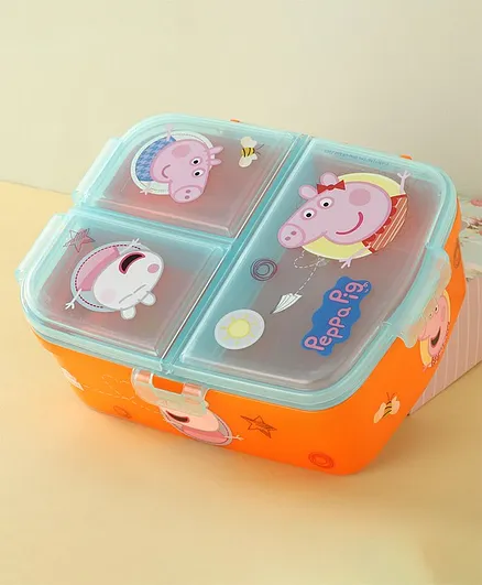 Peppa Pig Multi Compartment Sandwich Lunch Box With Attractive Print - Orange