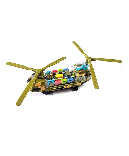 YAMAMA Battery Operated Transparent Gear Transporter Helicopter - Brown