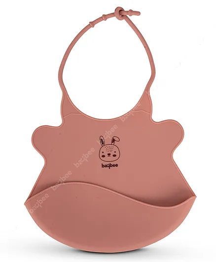 Baybee Waterproof Silicone Bibs for Baby with Crumb Catcher Pocket & 4 Point Adjustable Closure - Pink