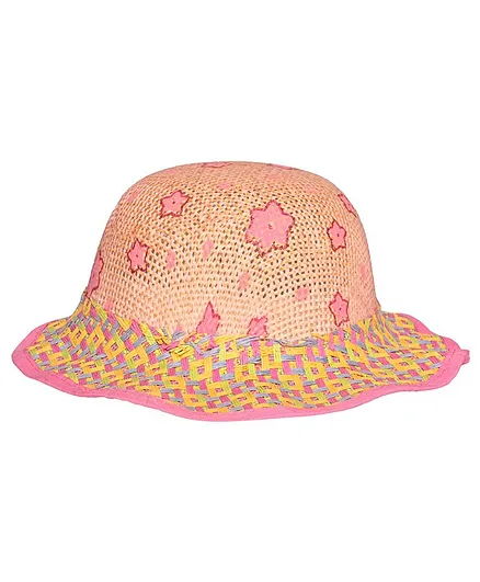 Kid-O-World Flower Painted Straw Hat - Pink