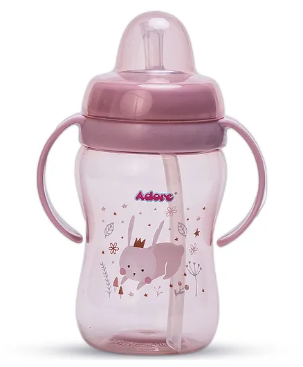 Adore Pro Hoop a Loop 2 in 1 Sipper Cup with Handle and Dust Free Cap Pink - 250 ml