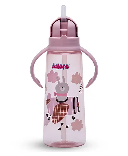 Adore Pro Bling Straw Sipper with Handle & Retractable Head Pink - 270 ml