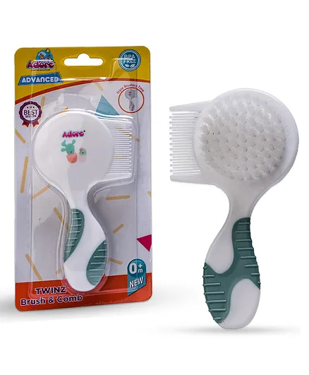 Advanced Twinz Baby Brush & Comb Grooming Set - Green