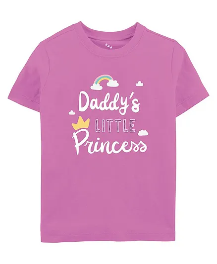 Zeezeezoo Fathers Day Theme Half Sleeves Daddy's Princess Printed Tee - Pink