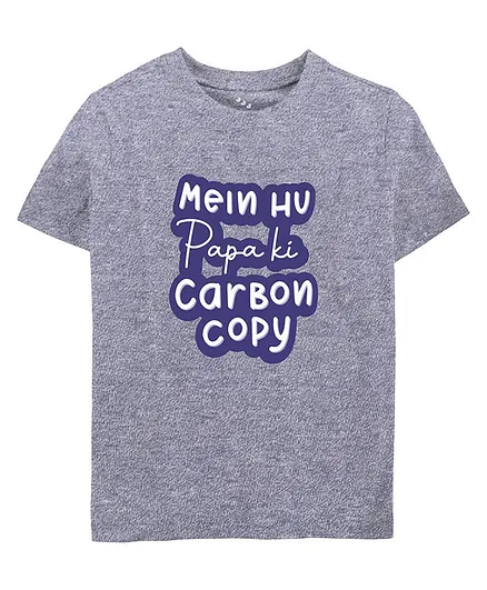 Zeezeezoo Fathers Day & Baby Theme Half Sleeves Mein Hoon Papa Ki Carbon Copy Printed Tee - Purple Melange