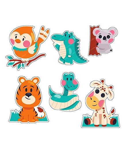 FunBlast Cute Animal themed Fridge Magnet Sticker Set - Pack of 6 Pcs
