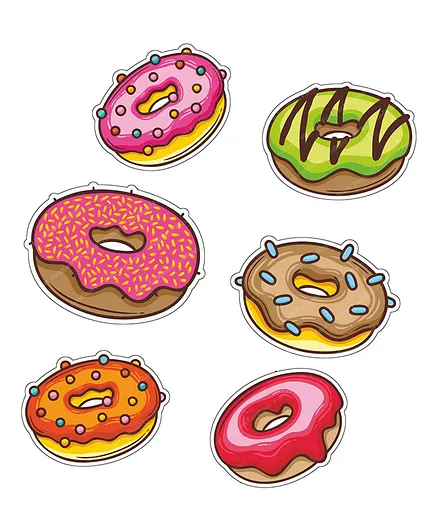 FunBlast Donut themed Fridge Magnet Sticker Set - Pack of 6 Pcs