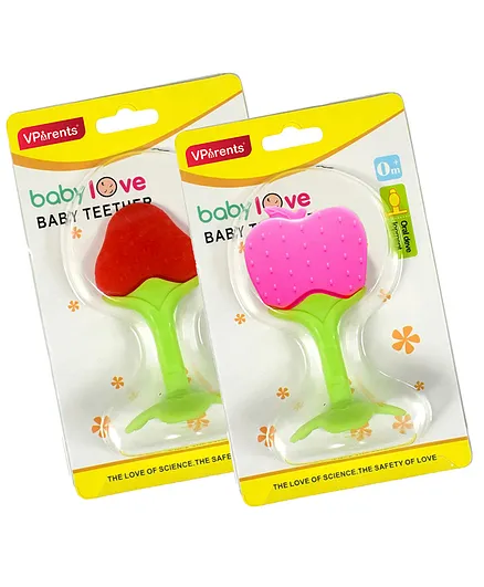 VParents Silicone Baby Teether Pack of 2 - Multicolour