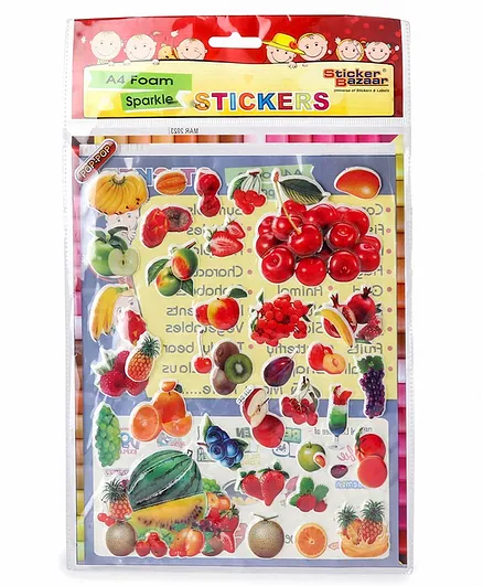 Sticker Bazaar Fruits A4 Foam Sparkle Stickers - Multicolor