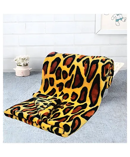Brandonn Pack of Crib Baby Swaddle Blanket Leopard Print - Yellow & Brown