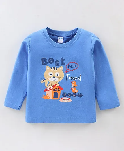 TANGO Single Jersey Knit Full Sleeves T-Shirt Kitty Print - Blue