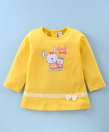 TANGO Single Jersey Knit Full Sleeves Top Bunny Print - Yellow