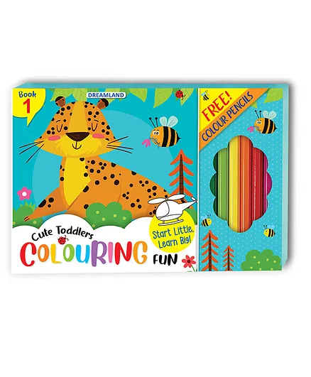 Cute Toddlers Fun Colouring Book with 6 Colour Pencils Art and Craft Drawing Book Set for Colouring Book for Toddler Return Gift for Kids - 128 Pages