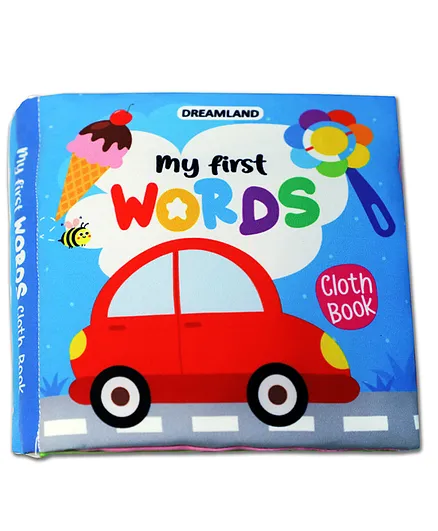 Dreamland Baby My First Cloth Book First Words with Squeaker and Crinkle Paper Cloth Books - English