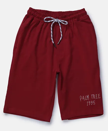 PALM TREE Brand Name Printed  Bermuda Shorts - Red