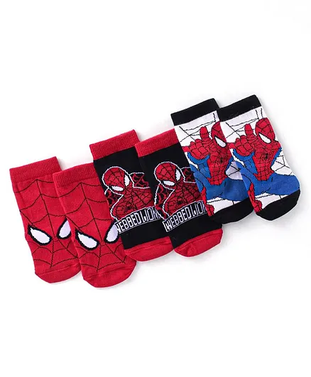 Cute Walk Marvel By Babyhug Anti Bacterial Ankle Length Socks Spider Man Design Pack Of 3 - Multicolour