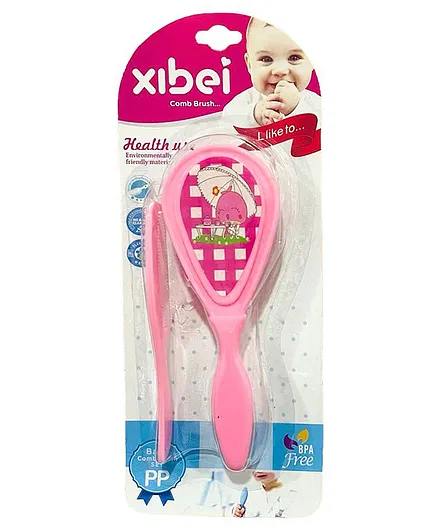 Domenico Newborn Baby Hair Comb & Soft Brush Set Grooming Hair Care for Babies & Infants - Pink